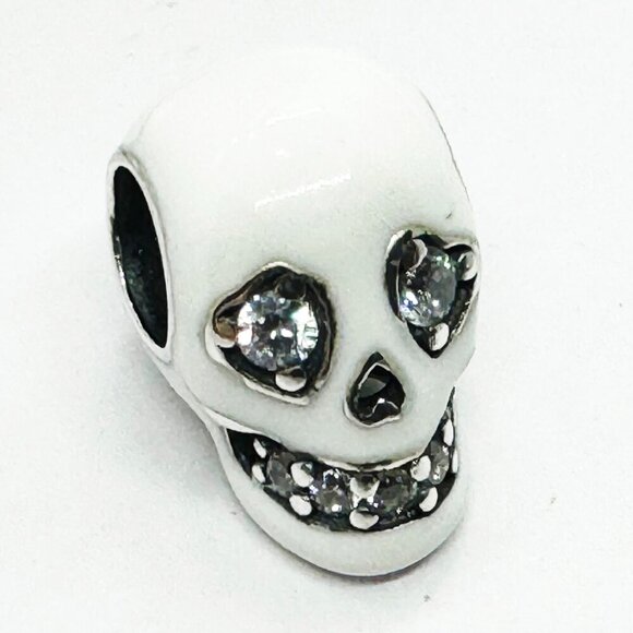 Pandora 925 silver Glow-in-the-dark Sparkling Skull Bracelet Bead Charms - Picture 5 of 5